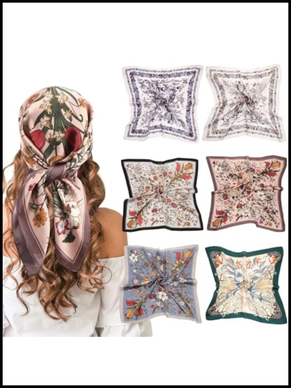 Women's 27x27 Silk Feel Satin Square Scarf Wrap Bandana for Hair Neck Head